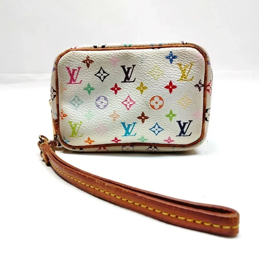 LOUIS VUITTON M5803 White Multicolor Monogram Murakami Trousse Wapity Wristlet